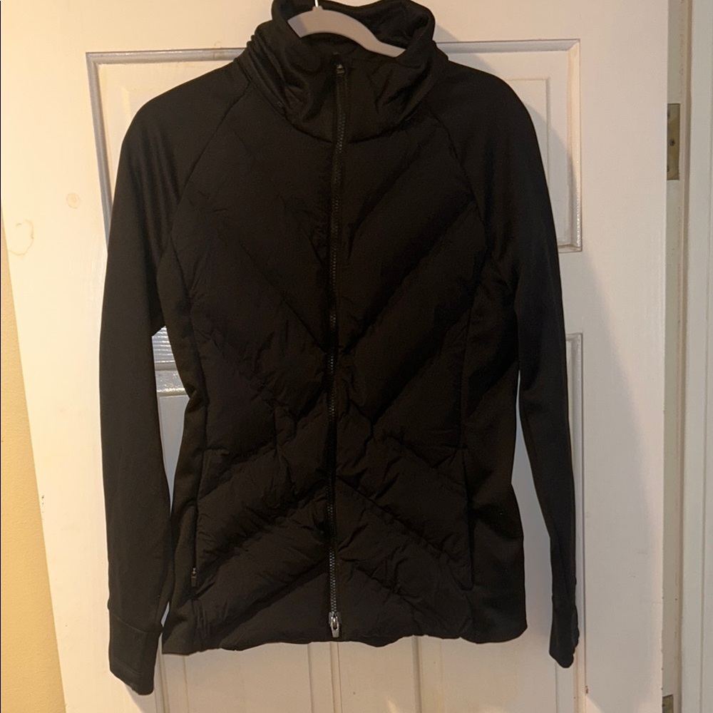 Athleta Black Puffer Jacket with High Collar